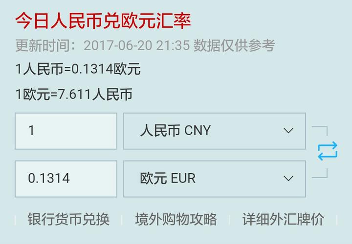 今日欧元人民币汇率，今日欧元人民币汇率最新-第6张图片